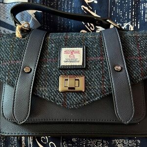 Harris Tweed Black and Gray Satchel